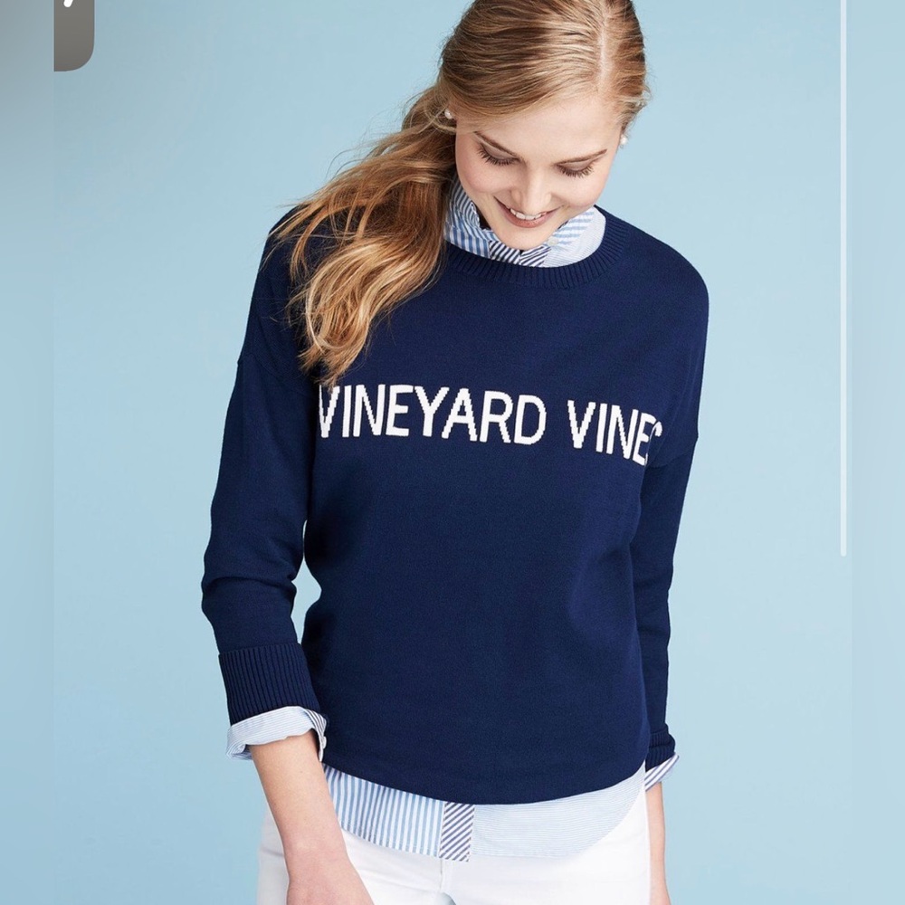 Vineyard Vines Women's Blue Crew Neck Sweater - Picture 3 of 3
